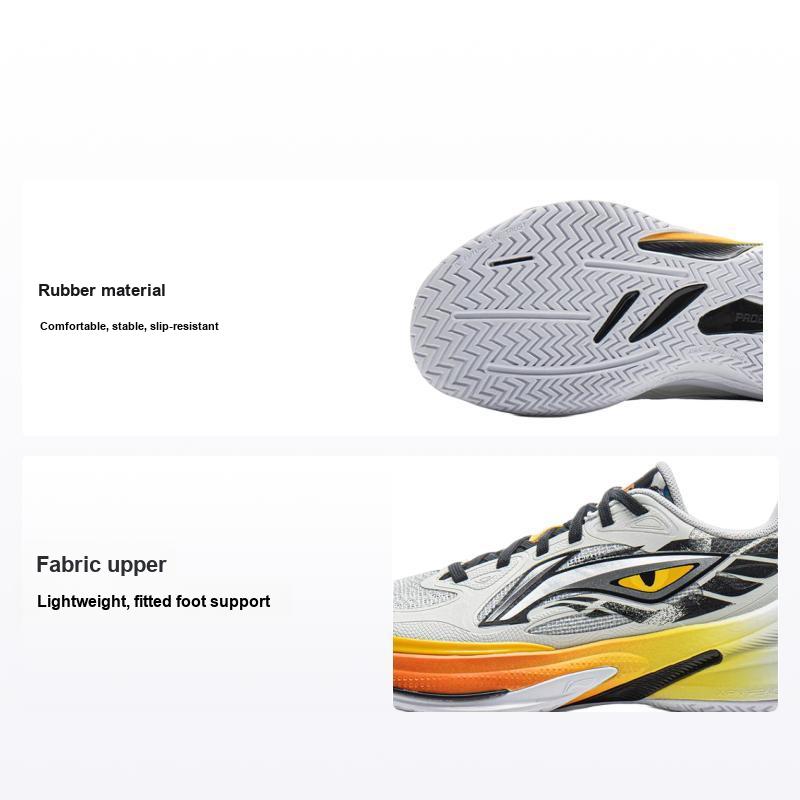 Zapatillas de Baloncesto Li Ning para Niños Cómodas Versátiles Antideslizantes Soporte de Rebote Caña Baja Zapatilla para Niños Gris Claro Negro YKBV056-9