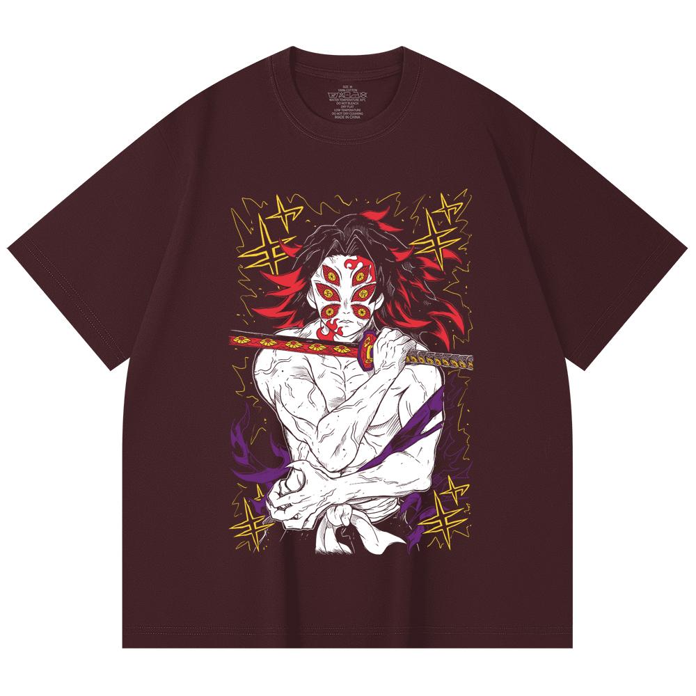 230 g/m² 100% Baumwolle Demon Slayer V36 Kokushibo Aufdruck Unisex Schweres Baumwoll-T-Shirt