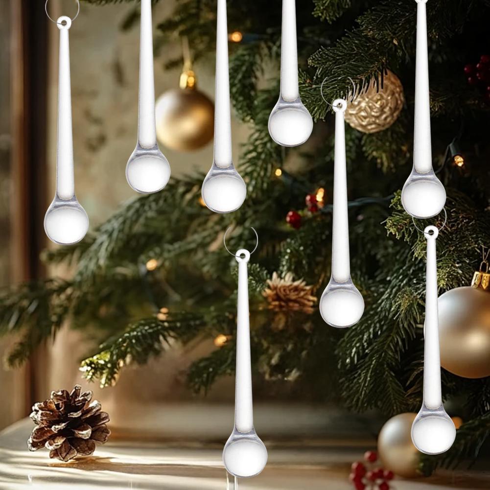 Clear Christmas Teardrop Hanging Ornaments Clear Glass Decor Hanging Raindrops Tree Pendants Christmas Crystal DIY Chandeli M1Z0
