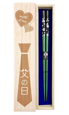 Chopsticks Silver Cherry Blossom Green with Design Paulownia Box and Wrapping Day Dad Father Father Father Father In Law Present Gift Gift Chopsticks