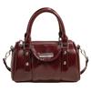 2026 Burgundy Mini Top-Handle Bag for Women Bright PU Leather Crossbody Purse Luxury Designer Shoulder Bag Handbag