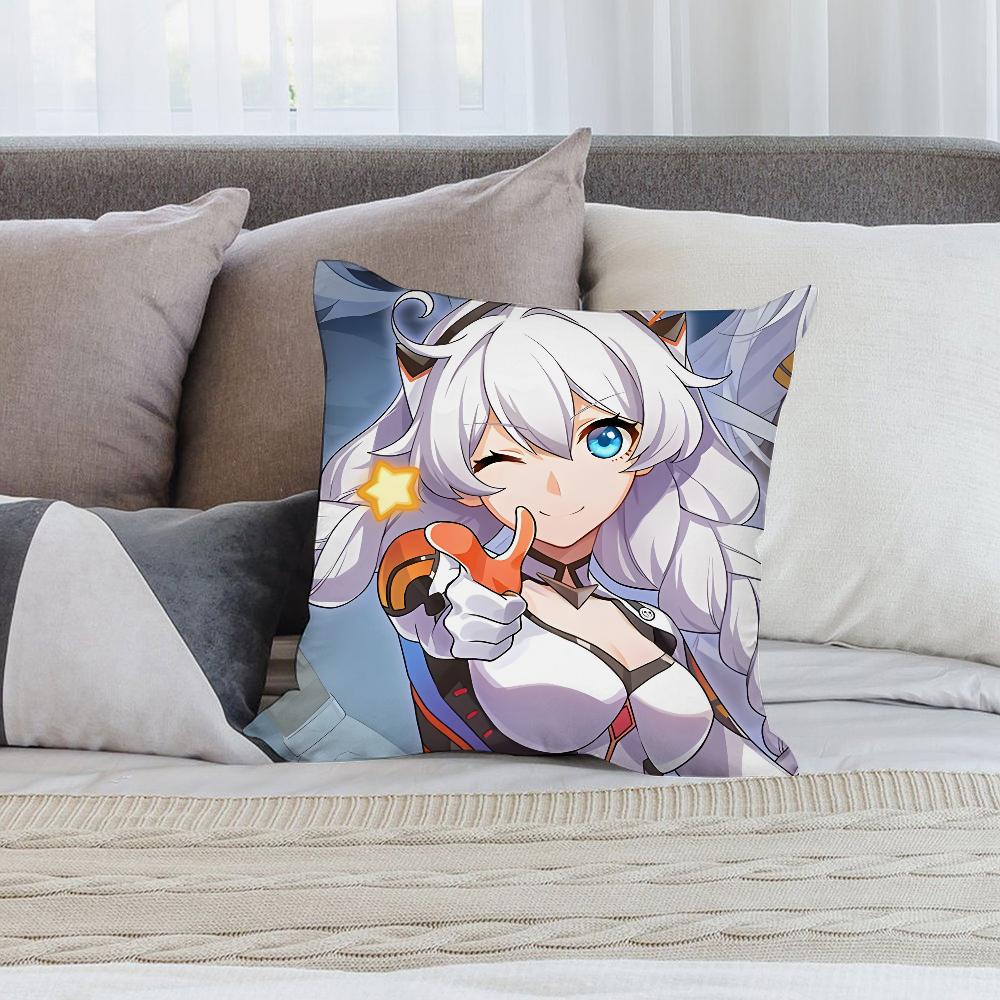 Kiana Kaslana Anime Girl Pillow Case Short Plush Pillow Covers Sofa Decorative Gift Home Double-sided Printing Cushion Cover