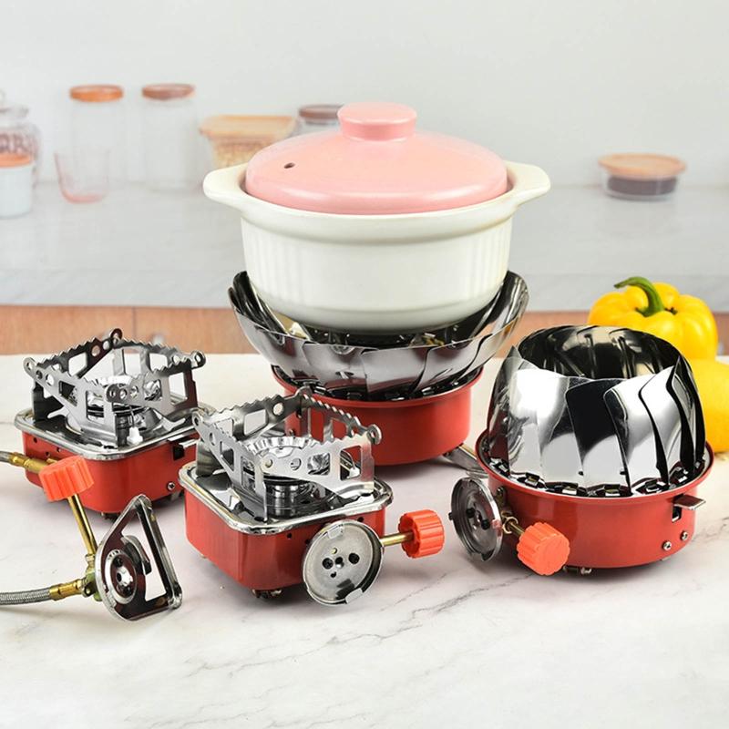 Portable Windproof Stove Stainless Steel Foldable Stove Furnace for Burner Outdoor Folding Metal Gas Stove Camping Tools