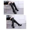 Autumn and Winter New Korean Version High Heels Women's Knee High Boots with Lace Up Casual Women's Martin Boots