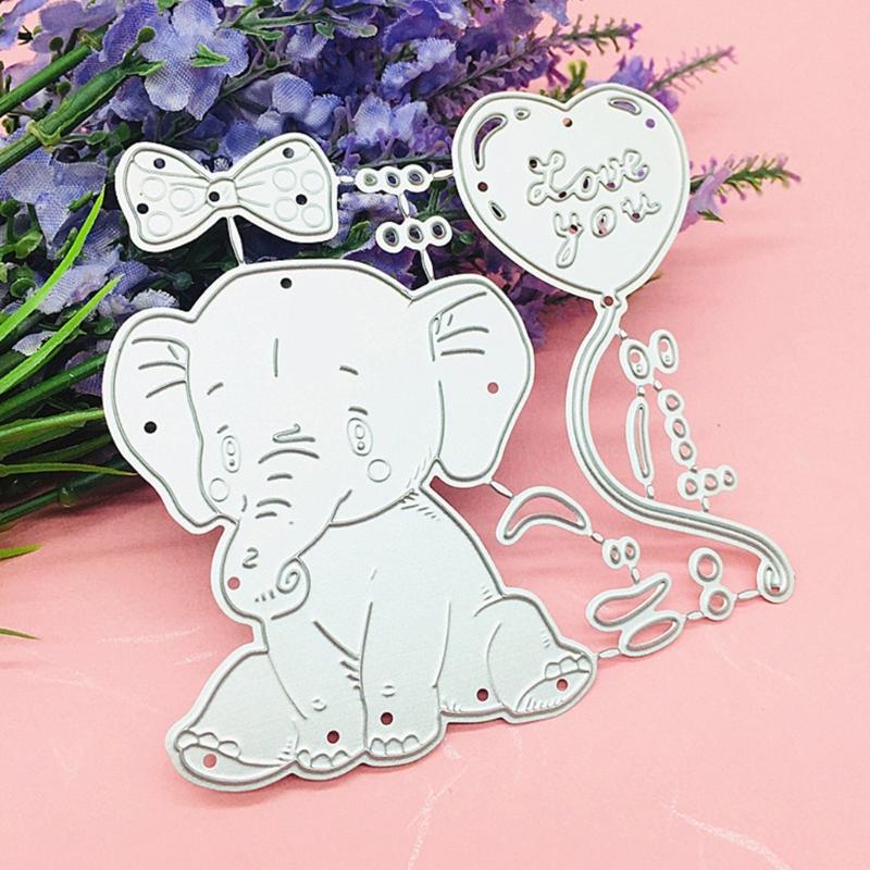 Elephant Cutting Dies Carbon Steel Embossing Die Cuts for Birthday Card Making DIY Scrapbooking Photo Album Paper Crafts