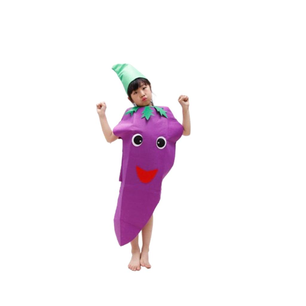 Kids Purple Vegetable Costume Universal Halloween Dress Up Party Outfit for Boys Girls