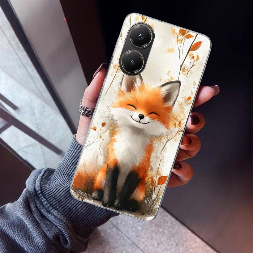Animal Fox Phone Case For Xiaomi Poco X5 X6 X7 Pro F7 Ultra M7 Redmi 15C 15 13C 13 12C 12 10 10C 10A 9 9C 9T 9A Cover Poco X3 X5