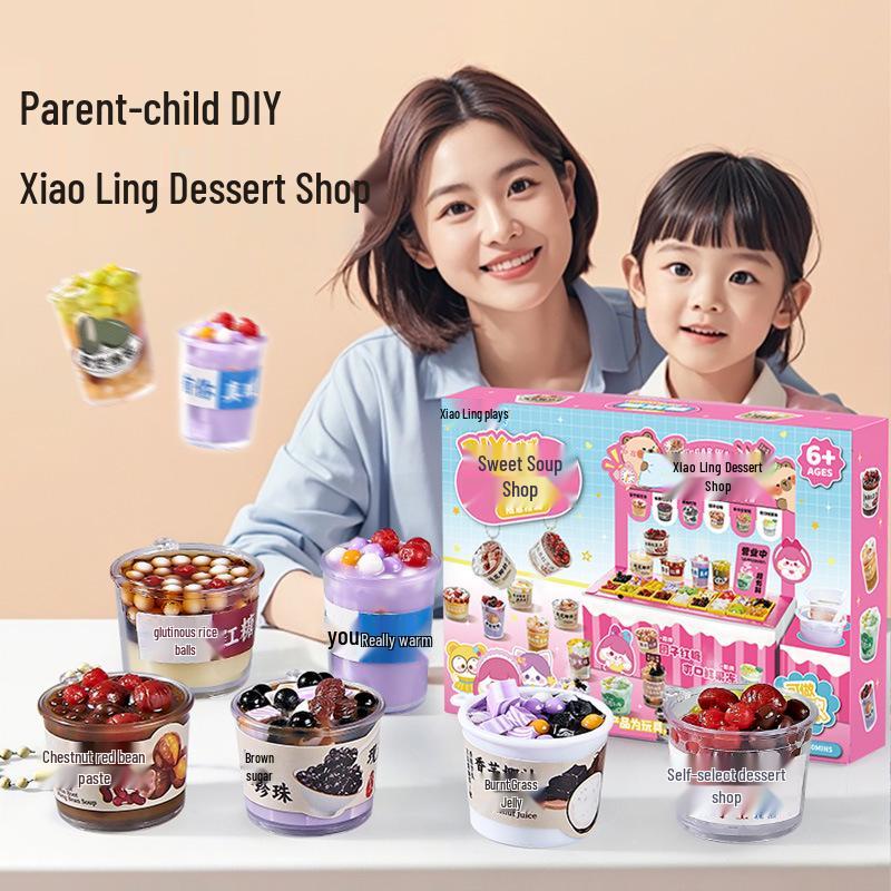 Xiao Ling DIY Mini Sweet Shop Food Toy Set: Handmade Cream Glue & Ornaments for Children.