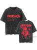 Obsession Skräckfilm Överdimensionerad T-shirt 100% Bomull Vintage Tvättad T-shirt för män kvinnor hiphop streetwear OBS5
