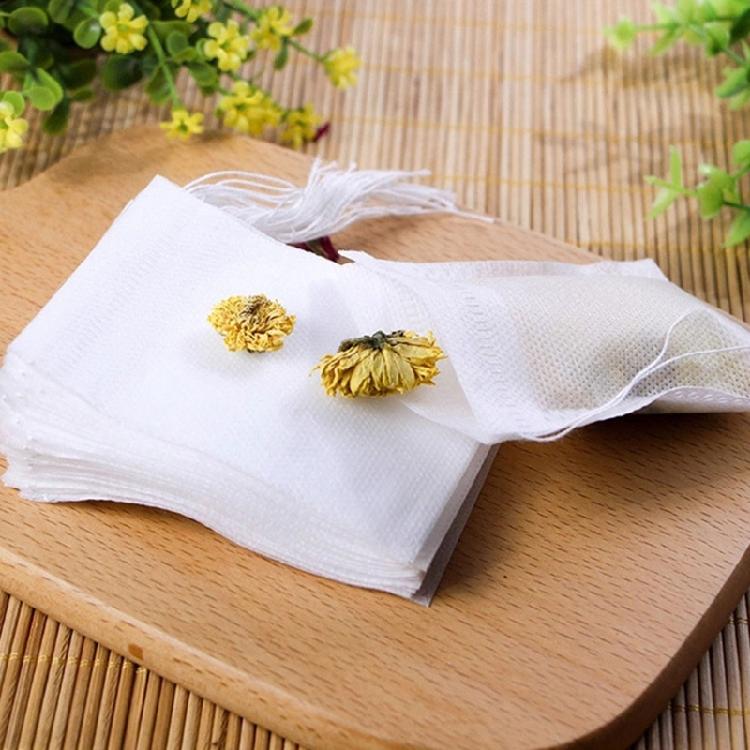 Pack of 100 Drawstring Empty Tea Bags for Loose Tea, Herbs, and Coffee