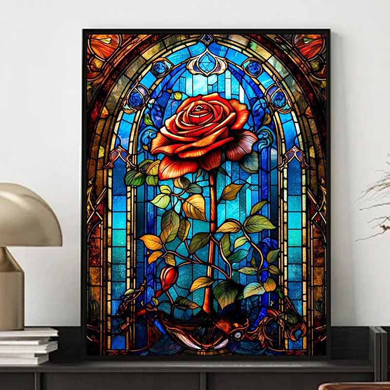Disney 5D DIY Diamond Painting Decorations Rose Themed Stained Window Art Illustrations Diamond Embroidery and Rhinestone Cross Stitch Sets Handmade