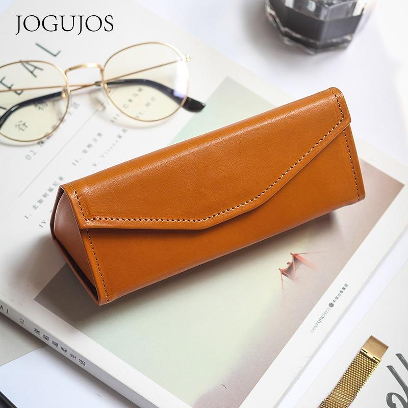 JOGUJOS Genuine Leather Glasses Case Retro Sunglasses Sunglasses Universal Cowhide Glasses Bag Portable Anti-pressure Glasses Case