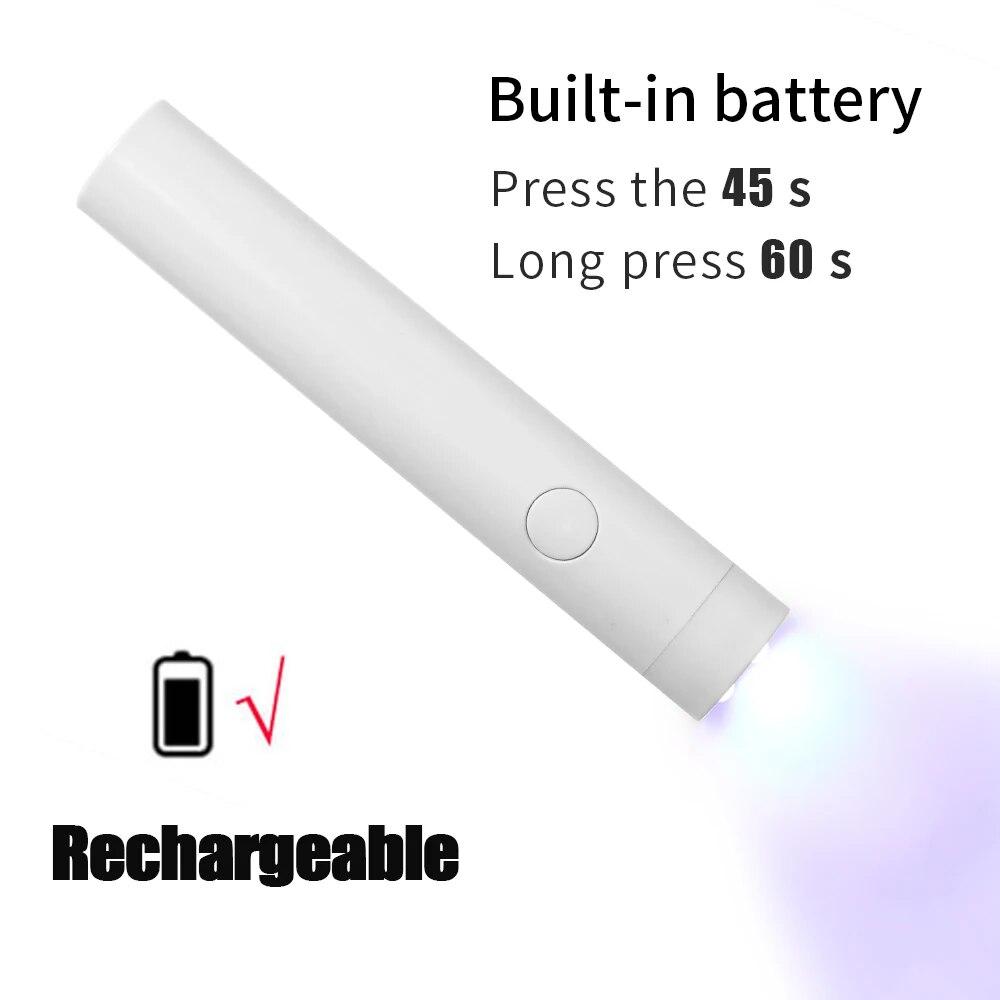 

Portable Nail Dryer UV Led Lamp Rechargeable Quick Drying Varnish Gel Polish Curing Nail Lamp Nail Art Tool Home Salon Use USB белый