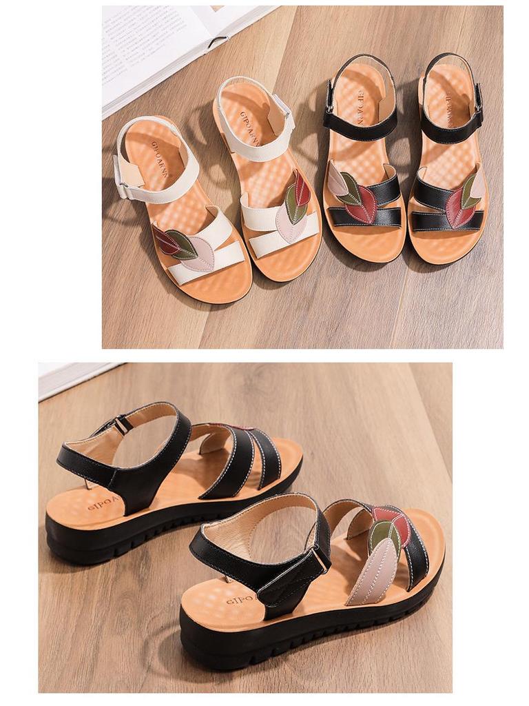 Dames Sommer Sandaler med Sklisikker Såle - Myk Såle, Lav Hæl for Middelaldrende og Eldre