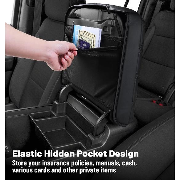 Center Console Armrest Cover For Chevy Chevrolet Silverado/GMC Sierra -2024 2025, Tahoe & Suburban & Yukon -2025, PU Leather Middle Console Cover