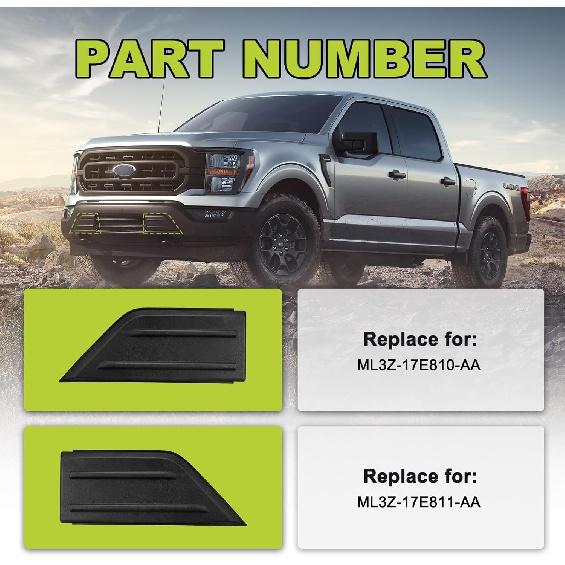 2Pcs F150 Front Bumper Repair Guards Pads Cover Ert Cap Compatible With Ford F-150   , Replace# ML3Z-17E810-AA ML3Z-17E811-AA For Left & Right Side