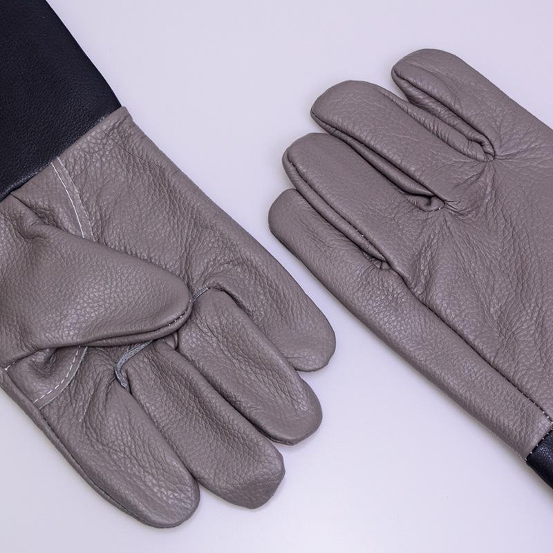 Welding Gloves Heat Resistant Dark Genuine Cowhide Leather Gloves for Electric Welding Work