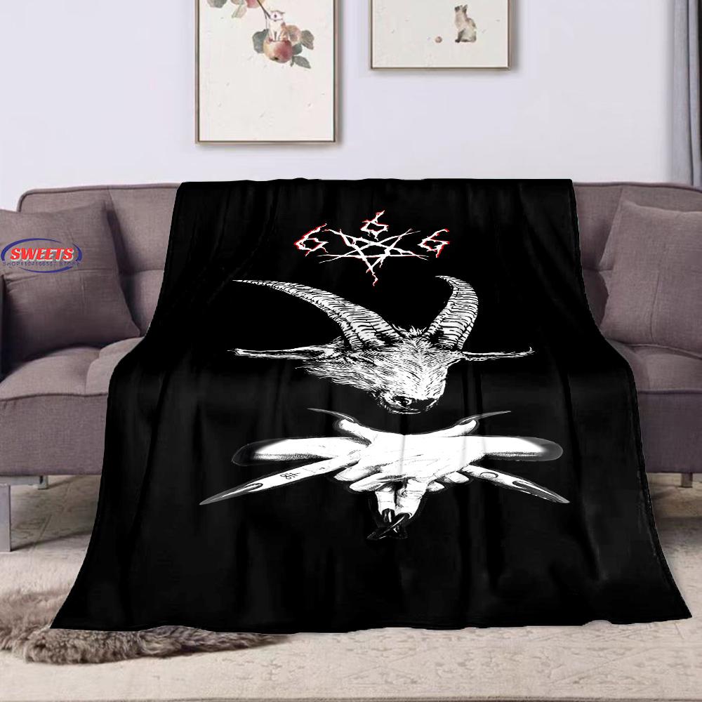 6 Size Warm and Cozy Flannel Blanket, Pentacle Symbol Goat Head Blanket, Sofa Bedroom Office Leisure Nap Cover Blanket,Nice Gift