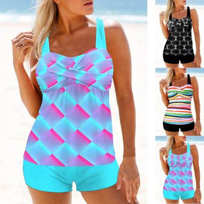 2024 Damenmode Monokini Bademode Zweiteiler Strandbademode Print Tankinis Sommer Strandbekleidung Schwimmen Neues Tankinis Set