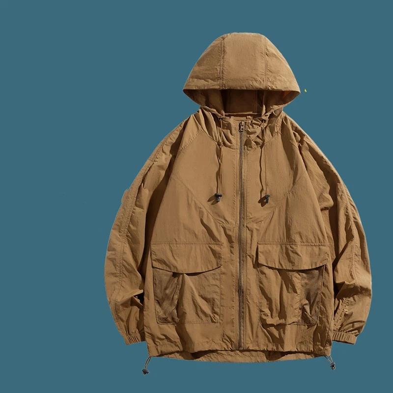 Breathable Quick-Dry Sun Protective Clothing Hooded Pocket Design Outdoor Sunblock Jacke