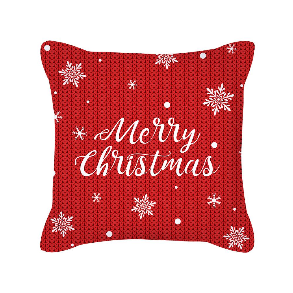 Red Christmas Elk Snowflake Letter Peach Velvet Pillow Cover Cushion New Home Furnishing