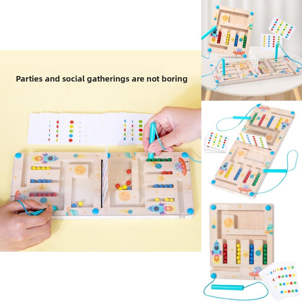 Wooden Fourcolor Maze Puzzle Game For Kids Brain Training And Logic Development