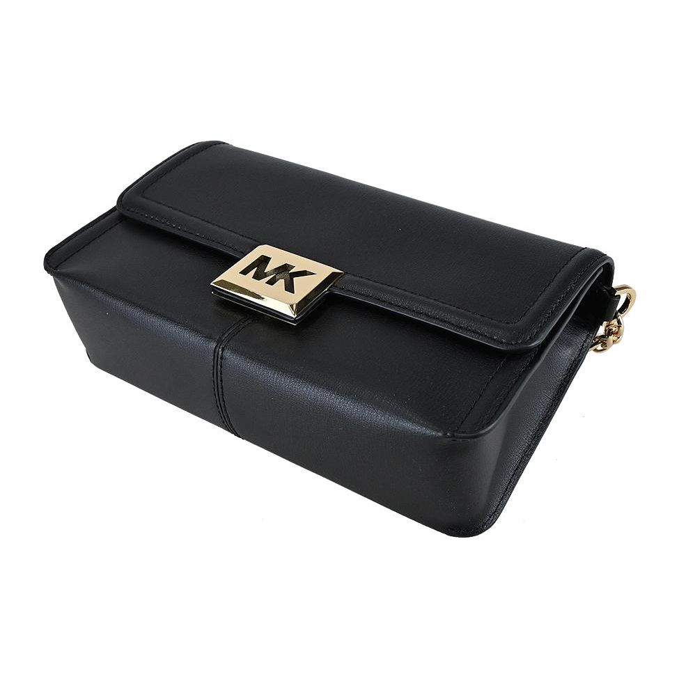 Michael Kors MK Sonia Chain Solid Color Large Logo Flap Leather Shoulder Crossbody Bag Medium Women Bags Black 35F1G6SL3L-001
