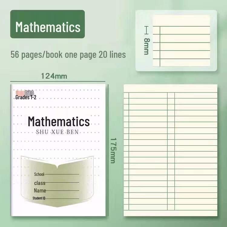 30-Sheet Student Writing Practice Workbook: Math, Square Grid, Pinyin for Kindergarten to 12th Grade