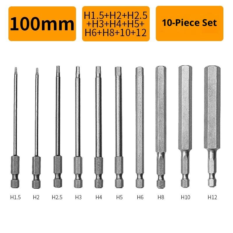 10Pcs Hex Shank Magnetic Head Screw Driver 50/100Mm Screwdriver Bits H1.5-H12 Nut Driver Set Power Drill Adapter Screw Driver