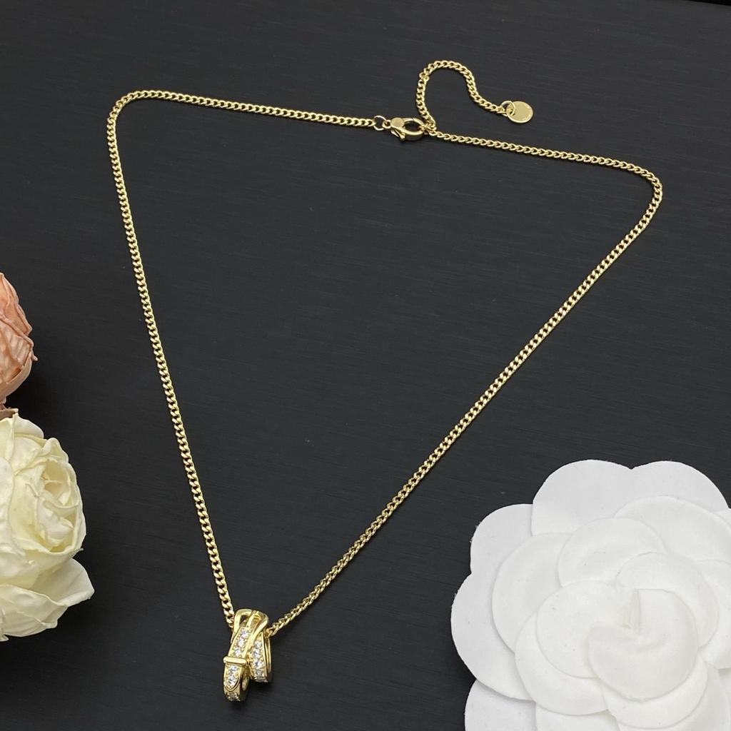 Women's Necklace, Gold Silver Rose Gold Pendant, Cubic Zirconia Brass Chain, Dainty Layering Necklace for Women