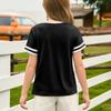 Girls Fashion Short Sleeve Round Neck Color Blocking Casual T-Shirt Top