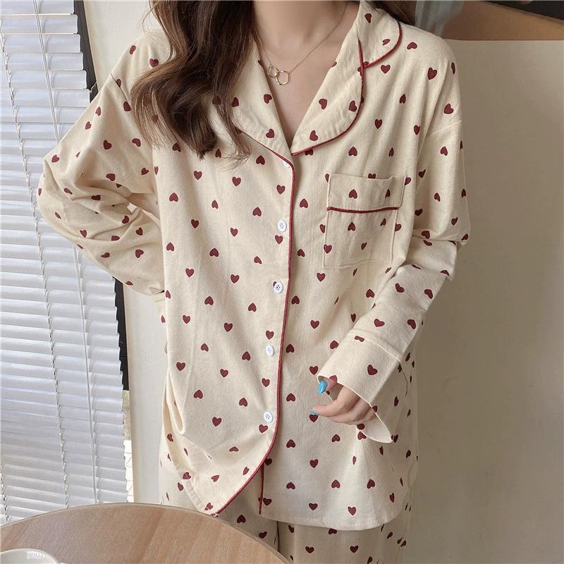 

Корейский стиль, весна-осень, пижамы для отдыха для женщин, модные брюки с длинными рукавами, высококачественная элегантная удобная одежда для дома с лацканами S абрикосовый