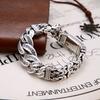 S925 Sterling Silver Personalized Men and Women Bracelets Six-Character Peace Pattern Cuban Chain Jewelry Exquisite Gift