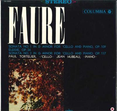 LP Record PAUL TORTELIER JEAN HUBEAU  Faure Cello Sonata No. 1 And 2  E OS3350 ERATO 1963 Japan Classical Used
