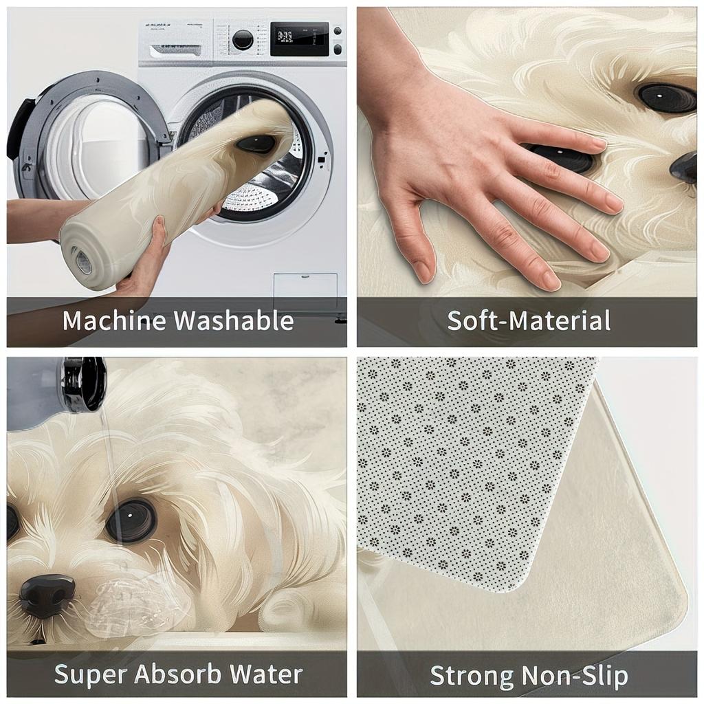 1Pcs Anti Fatigue Kitchen Rugs,Dog Design Print Waterproof Non-Slip Thick Cushioned Kitchen Mat Heavy Duty Comfort Standing Mat for Kitchen