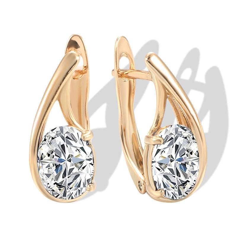 

Copper-plated 585 rose gold zircon earrings for women, fashionable blue zircon stud earrings, earrings, and jewelry.