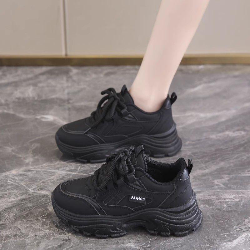 Fleece-Lined Leather Women's Sneakers: Trendy, Lightweight, Height-Boosting Casual Winter Shoes