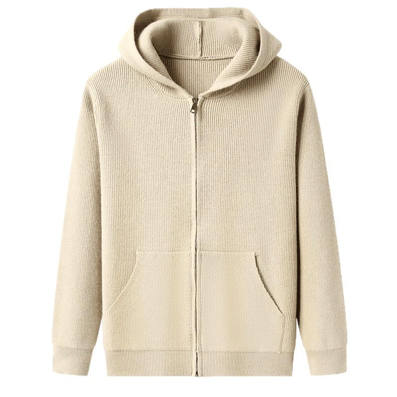 Men's Hooded Knit Cardigan: Korean Style Fashionable Sweater for Autumn/Winter – Trendy, Warm, Casual Outerwear for Middle-aged and Young Men.