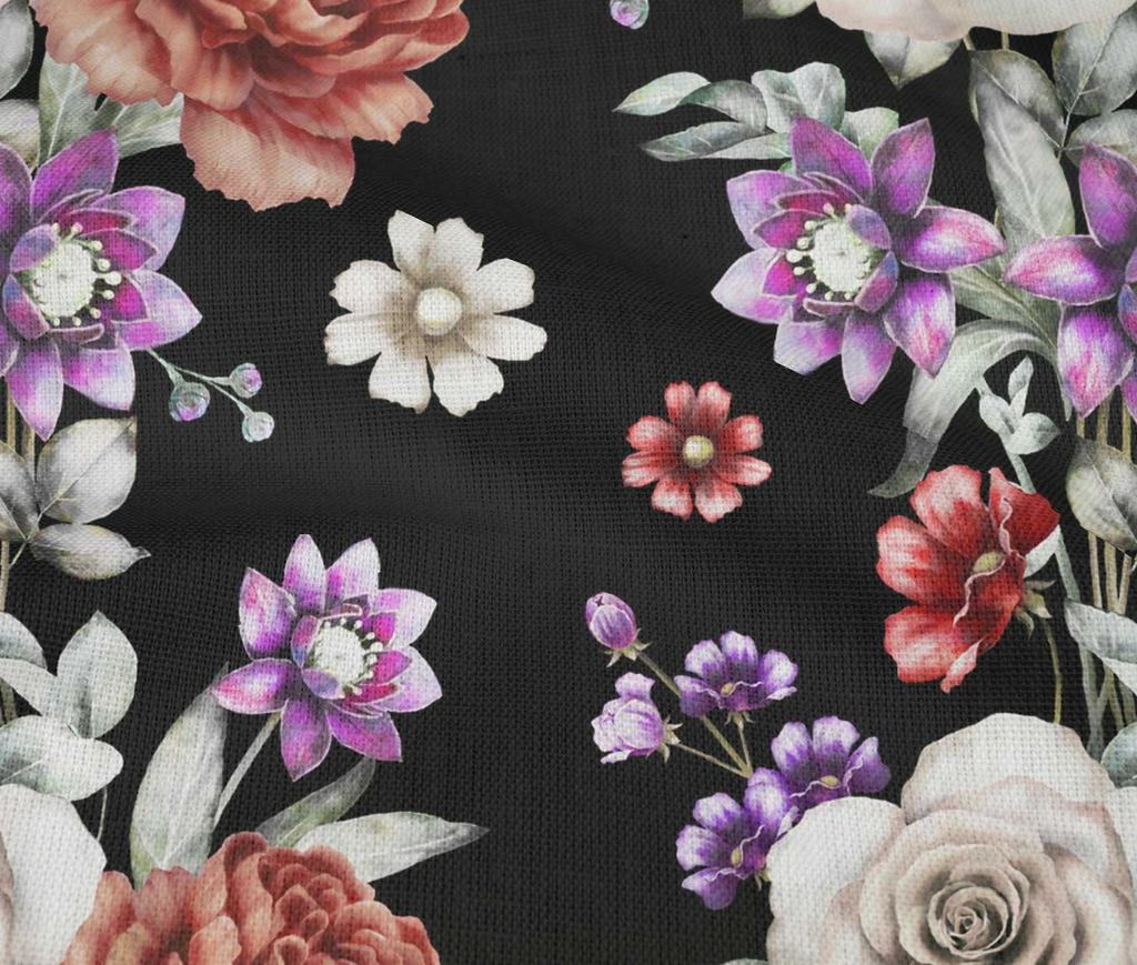 oneOone Cotton Flex Black Fabric Leaves|Lotus & Rose Floral Quilting Supplies Print Sewing Fabric By The Yard 40 Inch