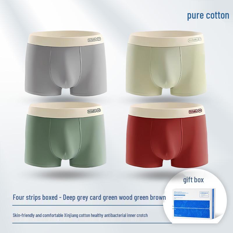 Men's 7A Antibacterial Pure Cotton Boxer Briefs - Breathable Sports Underwear for Teens and Adults