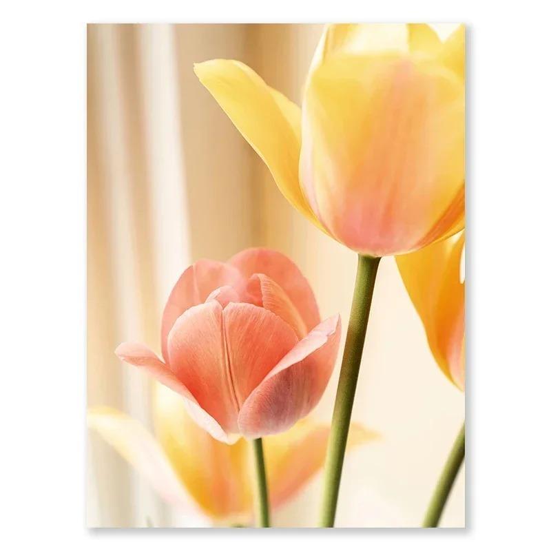 Boho Bunny And Flowers Decorative Easter Print Wall Art Poster Warm Modern Gallery Wall Living Room Decorative Canvas Painting