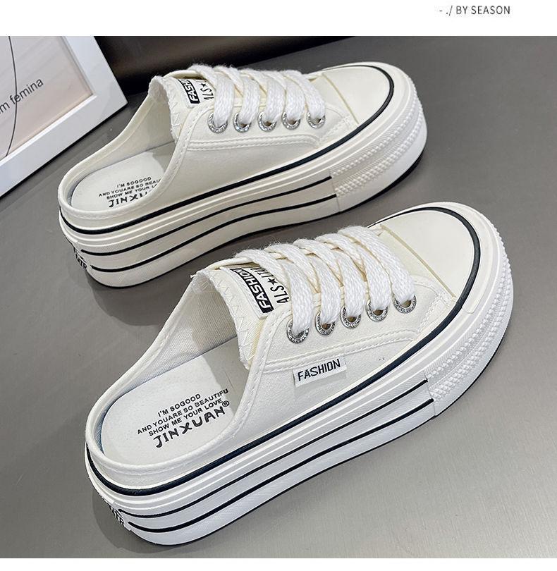 

Баотоу полутапочки женские для улицы летние новые на толстой подошве универсальные без задника ленивые тапочки маленькие белые туфли 40