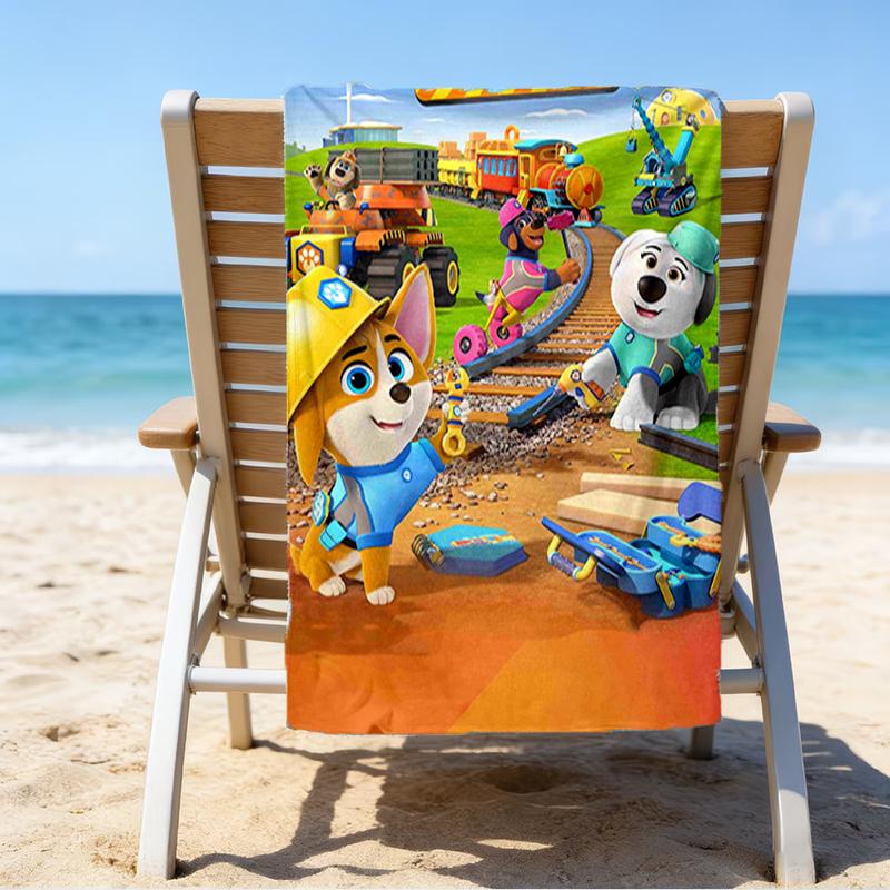 Ultra-Soft Beach Towel with Pupstruction Theme,Ideal for Pool - Camping, Diving - Perfect Travel Essential, Vibrant Beach Towel.