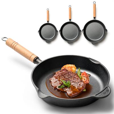 Padella Multifunzione in Ghisa con Manico in Legno Ideale per Piani Cottura a Gas e a Induzione Perfetta per il Campeggio