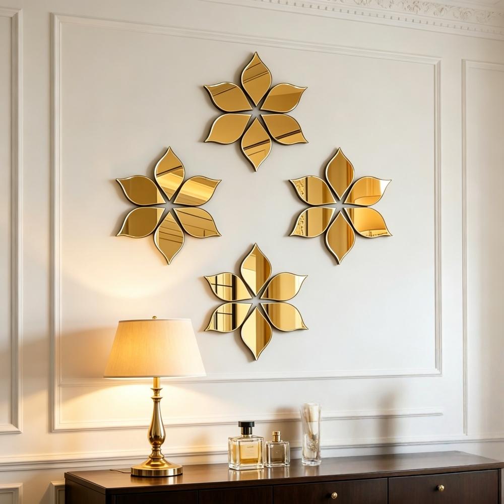 

12pcs/24pcs Golden Acrylic Wall Decoration Mirror Stickers, Home Decoration Stickers, Used for Bedroom and Living Room 12pcs