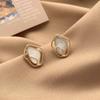 French Exquisite Geometric Enamel Stud Earring For Women Light Luxury Color Matching Design Sense Earring Female Unusual Jewelry