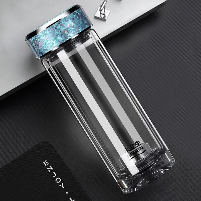 Shui Yisheng Pure Titanium Double-Layer Glass Tea Mug, 320ML