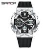 SANDA 3365 Hot Sale Fashion Men's Digital Analog Watch TPU Strap Waterproof Sporty Outdoor Male Wristwatch Gift Male Clock
