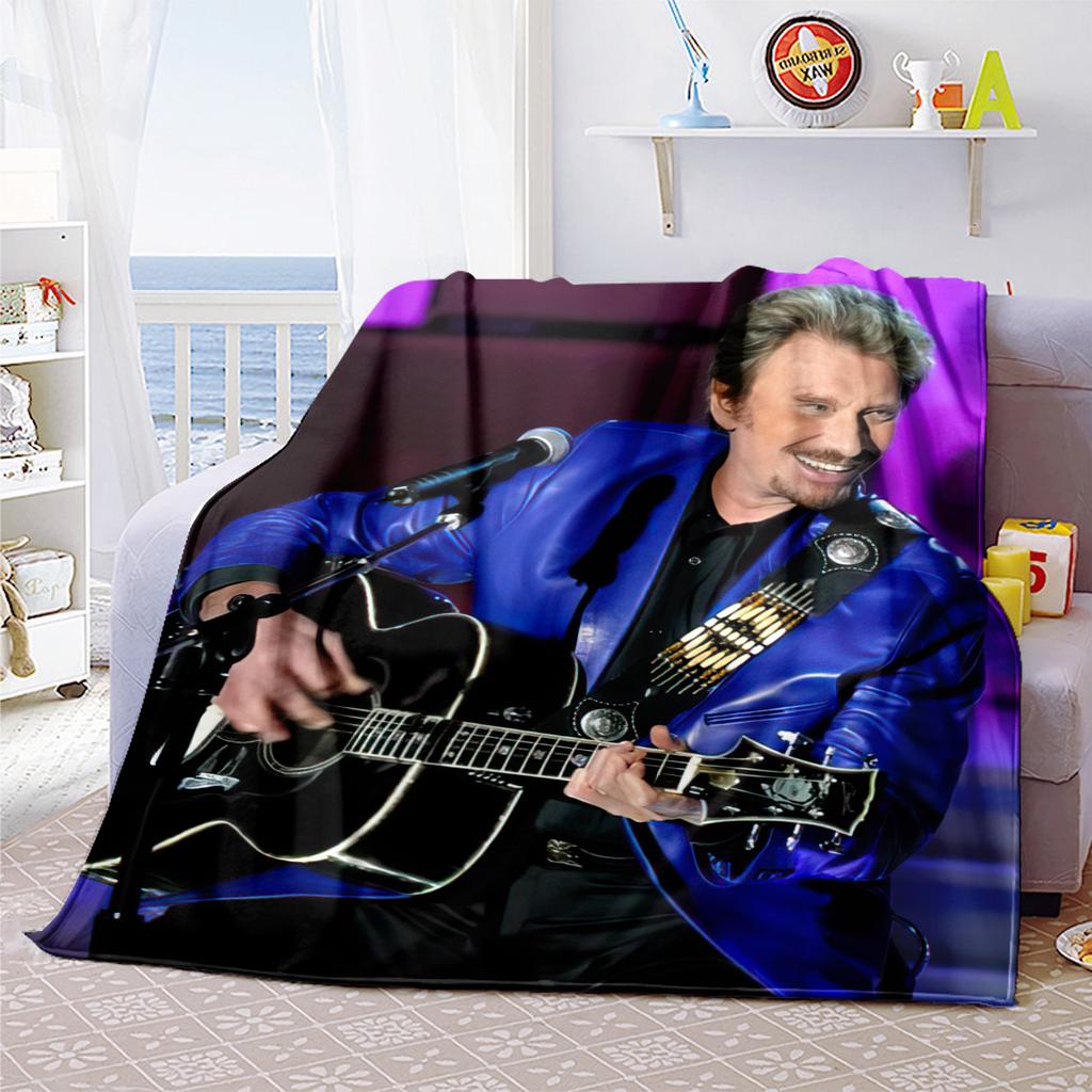 1pc Johnny Hallyday guitar performance blanket, al season lightweigh Poster blanket home office outdoor nap multifunc Poster blanketional blanket