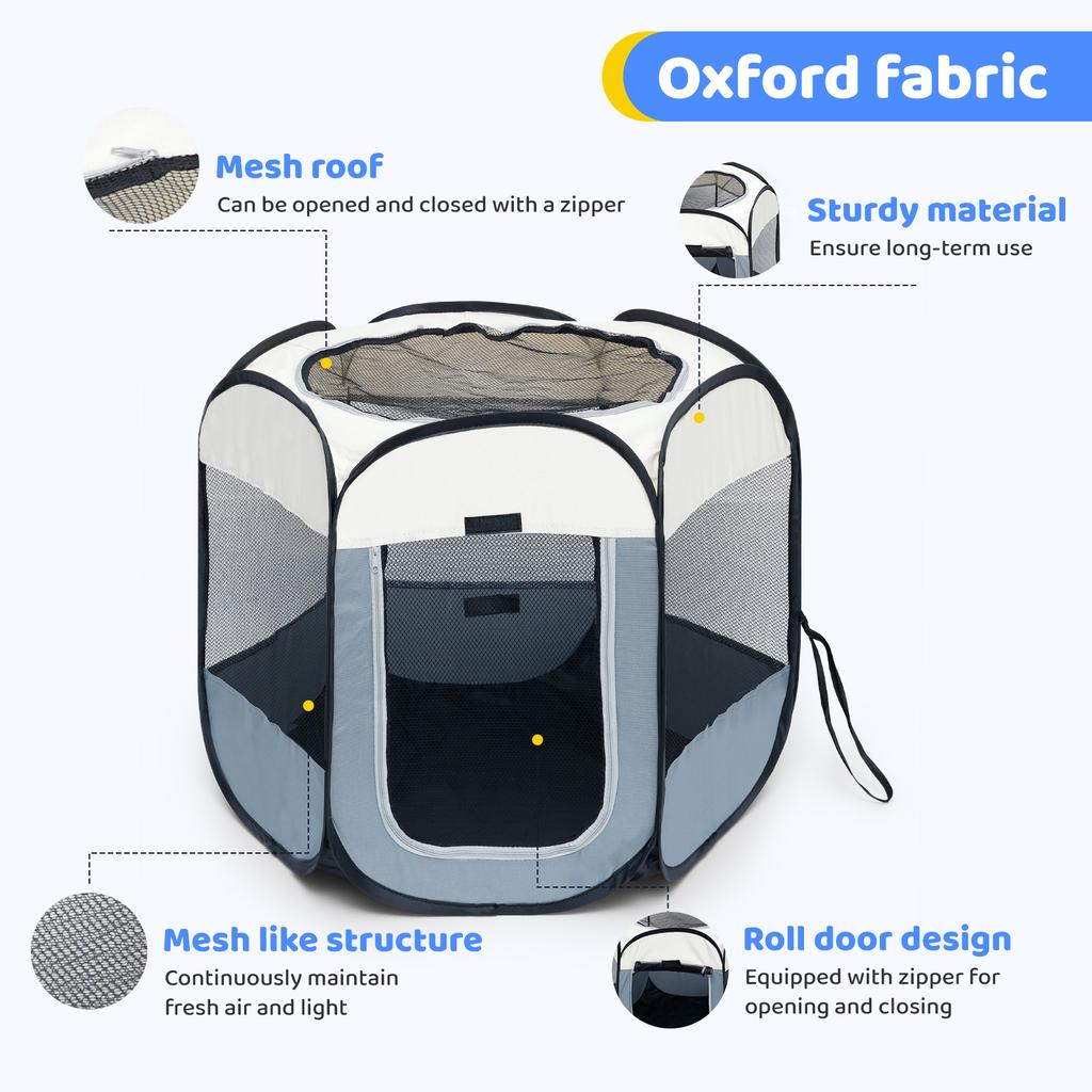 Faltbarer Tragbarer Kleintierkäfig Reißfest Atmungsaktiv Transportbox Zelt Mit Netzoberseite und Fenster Für Hund Hamster Kaninchen Meerschweinchen
